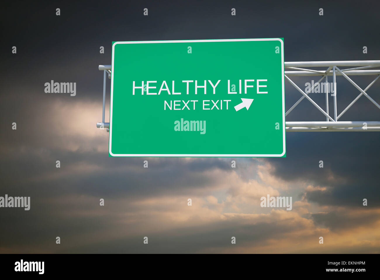 Healthy Life 3D Highway Exit Sign Stock Photo Alamy