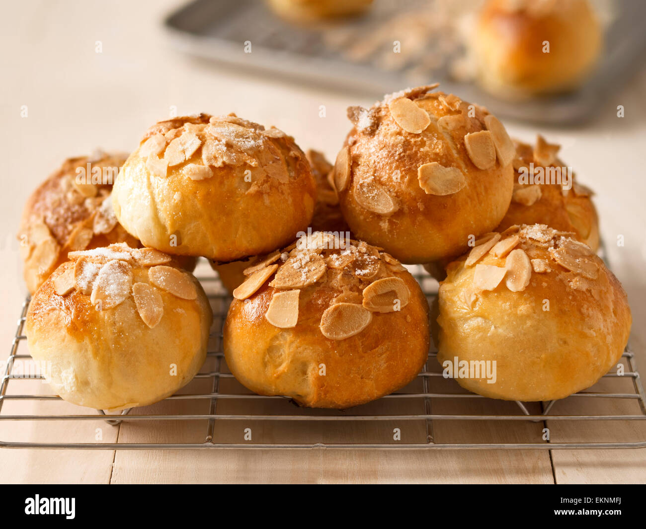 golden almond buns Stock Photo