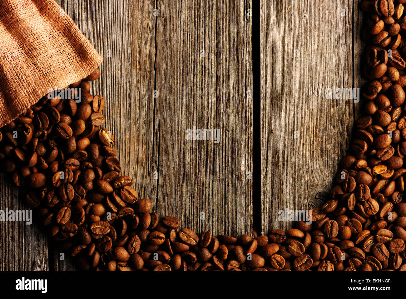 Coffee beans and bag background Stock Photo - Alamy