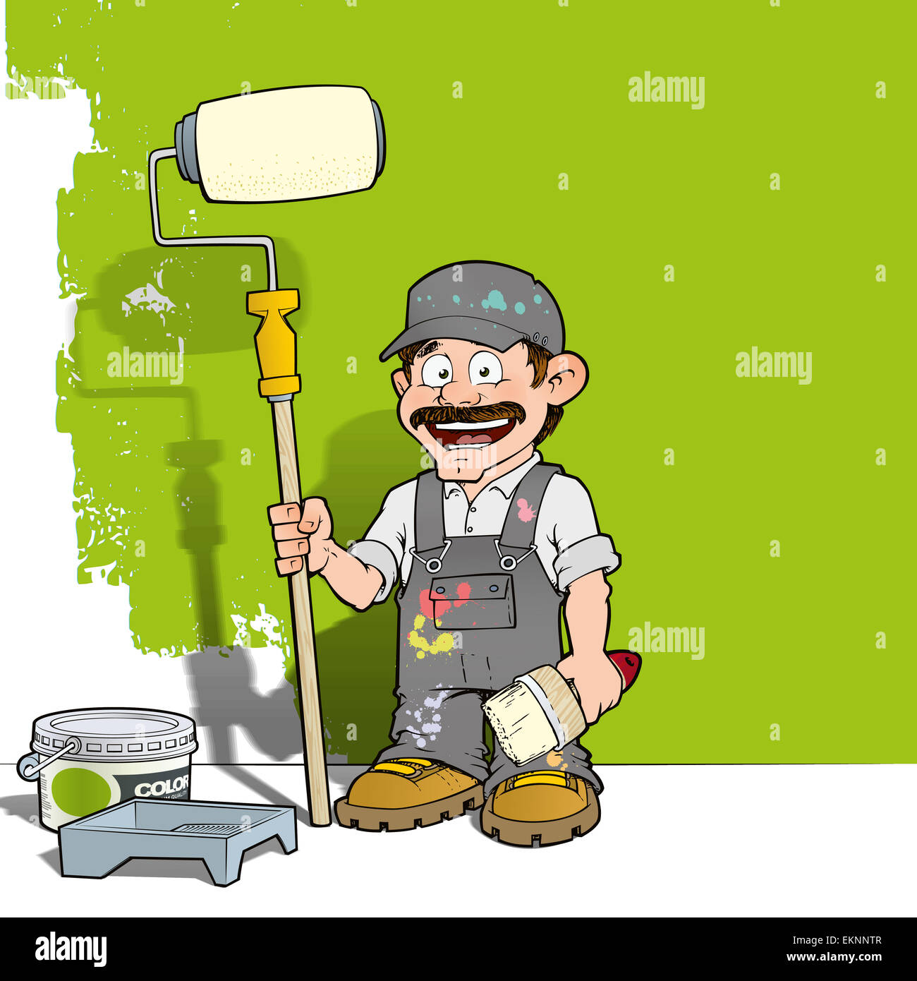 Handyman Wall Painter Gray Stock Photo Alamy
