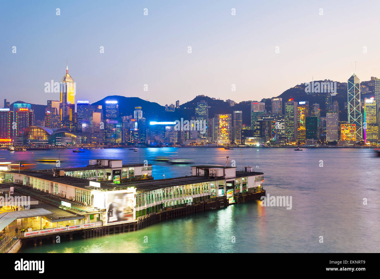 Hong Kong skyline at sunset Stock Photo - Alamy