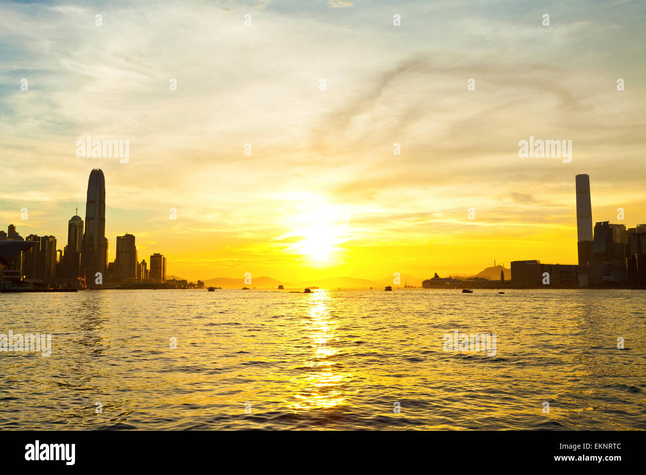 Hong Kong skyline at sunset Stock Photo - Alamy