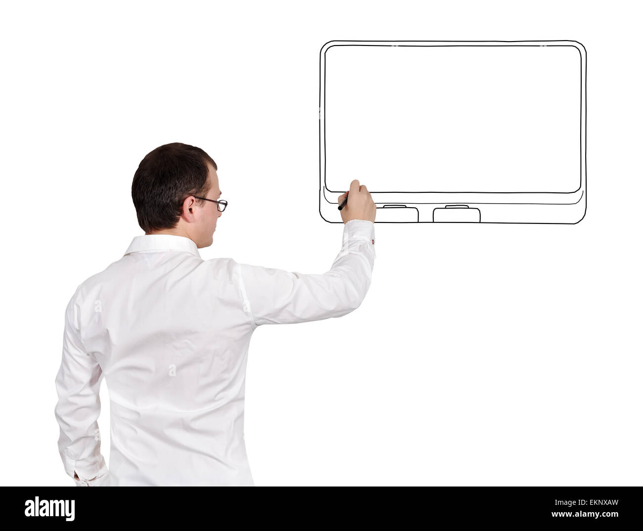 man drawing touch pad Stock Photo Alamy