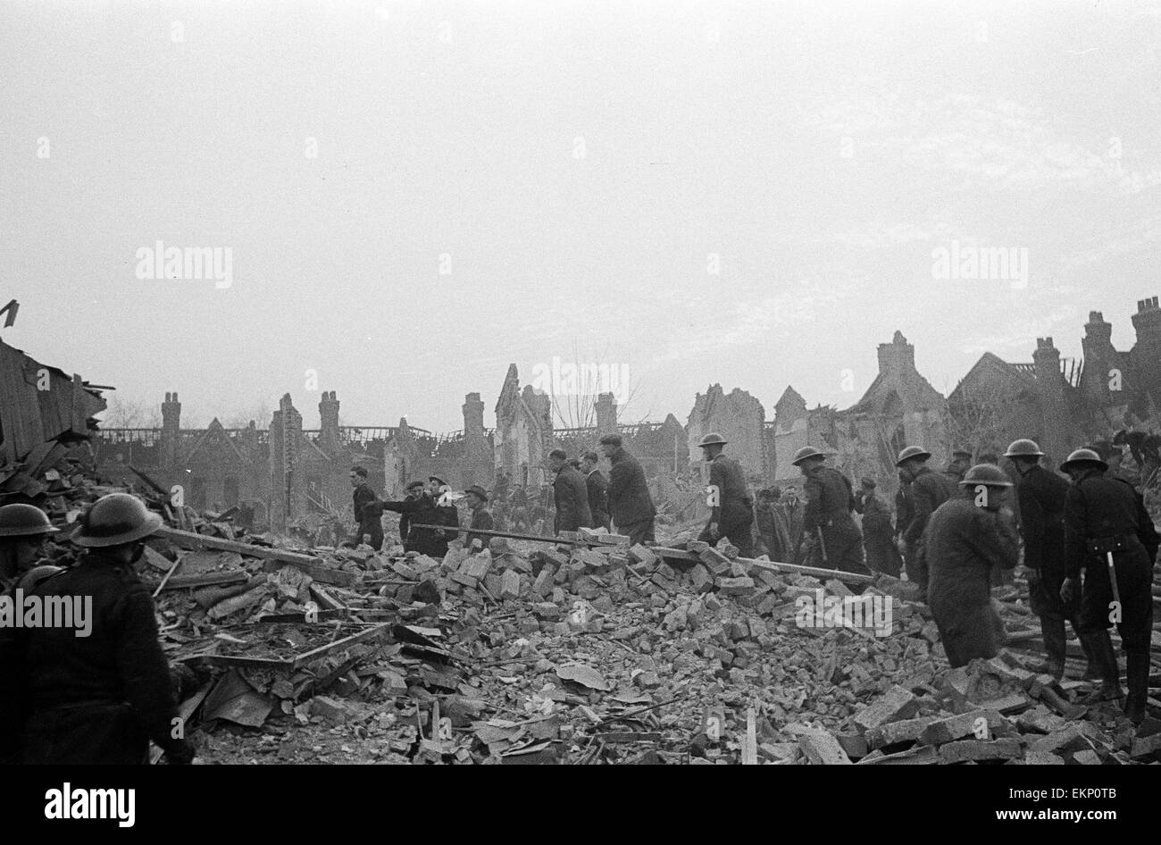 V2 Rocket incident at Noel Park Estate, Gladstone terrace, Wood Green. 13th February 1945 Stock