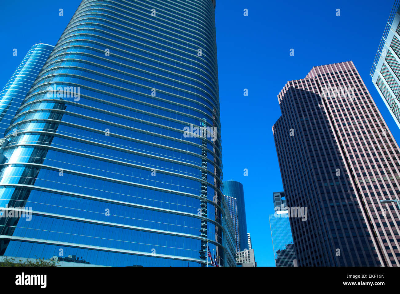 Downtown Houston in Texas mirror skyscrapers Stock Photo Alamy