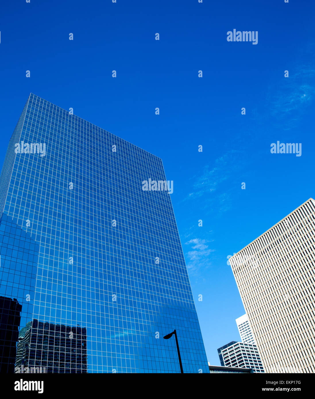 Downtown Houston in Texas mirror skyscrapers Stock Photo Alamy