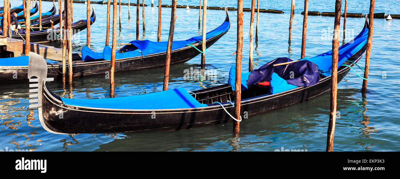 Panoramic view of gondolas in Venice Stock Photo - Alamy