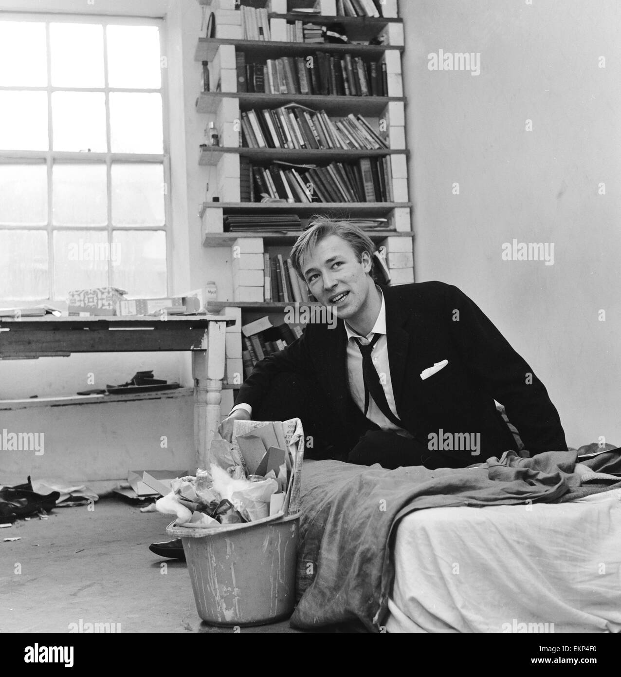 English pop singer Mike Sarne photgraphed at his home in London. 10th February 1963. Stock Photo