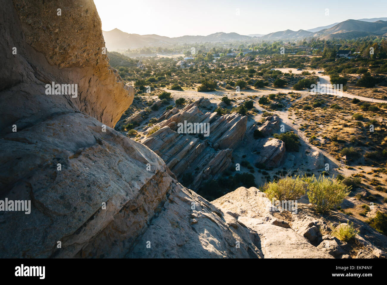 Rocks and view of Vasquez Rocks County Park, in Agua Dulce, California. Stock Photo