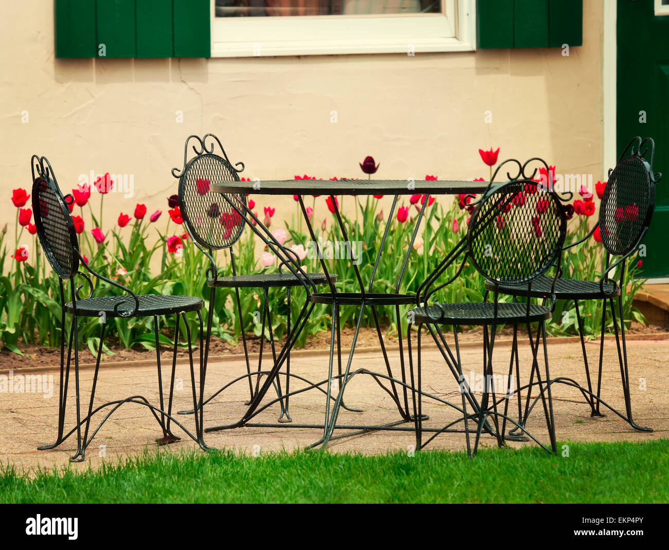 Iron Garden Table And Chairs Stock Photo Alamy