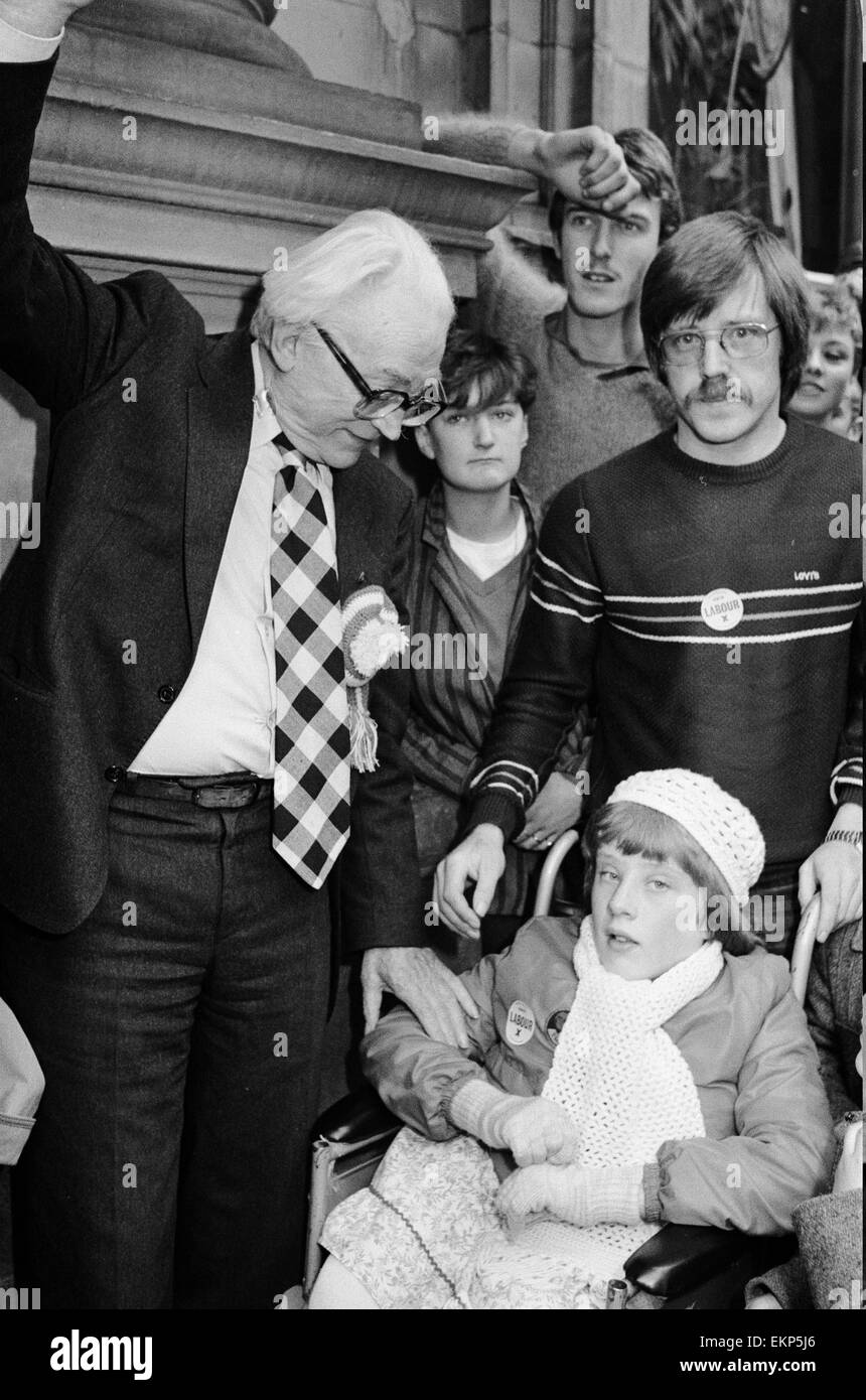 Labour leader Michael Foot electioneering in Yorkshire. 3rd June 1983. Stock Photo