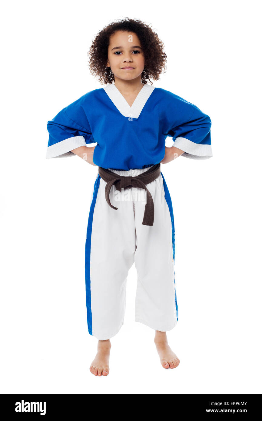 Young confident karate kid posing Stock Photo - Alamy