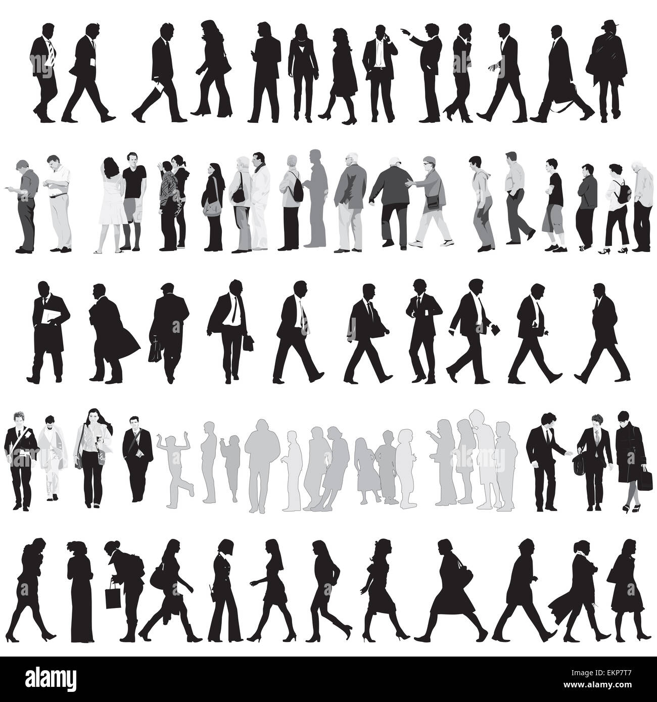 Collection of people silhouettes Stock Photo