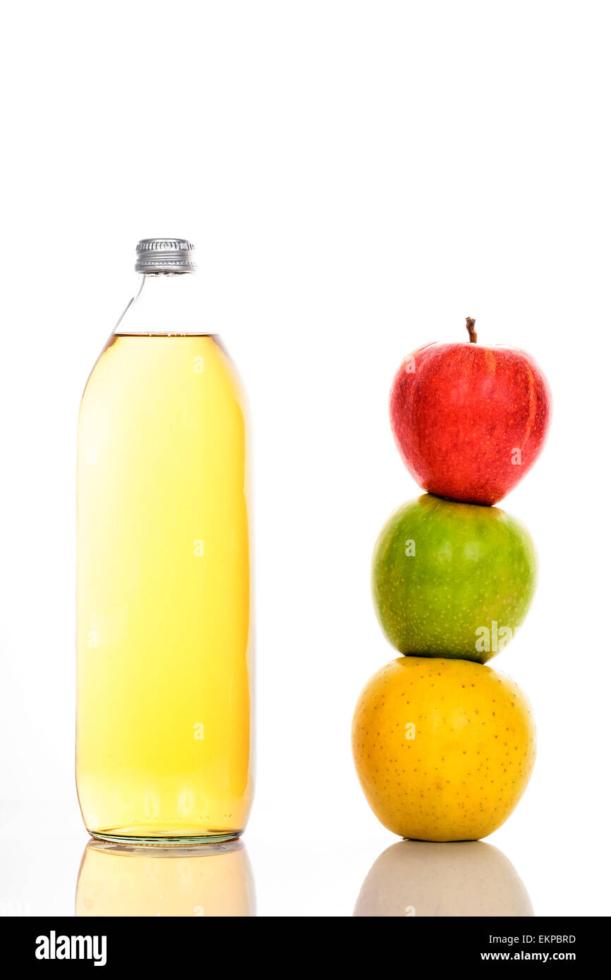 Apple juice in glass bottle Stock Photo Alamy