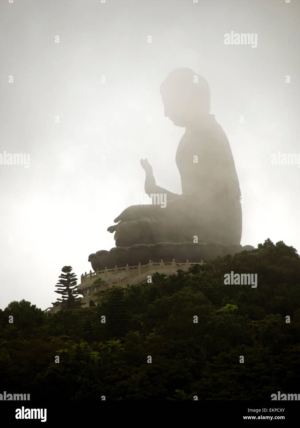 hongkong lantau island misty giant buddha Stock Photo