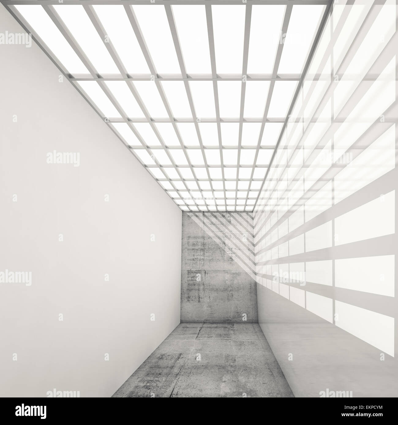 Abstract modern architecture background, empty white interior with ...