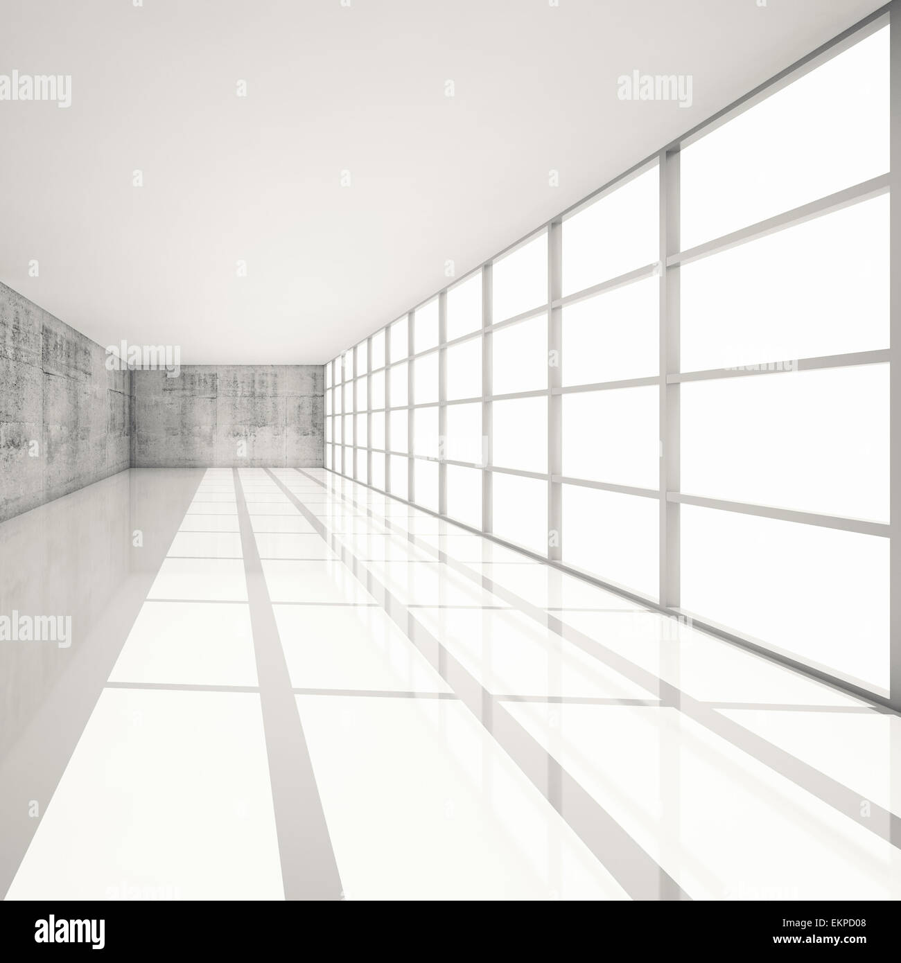 Abstract architecture background, empty white interior with bright ...