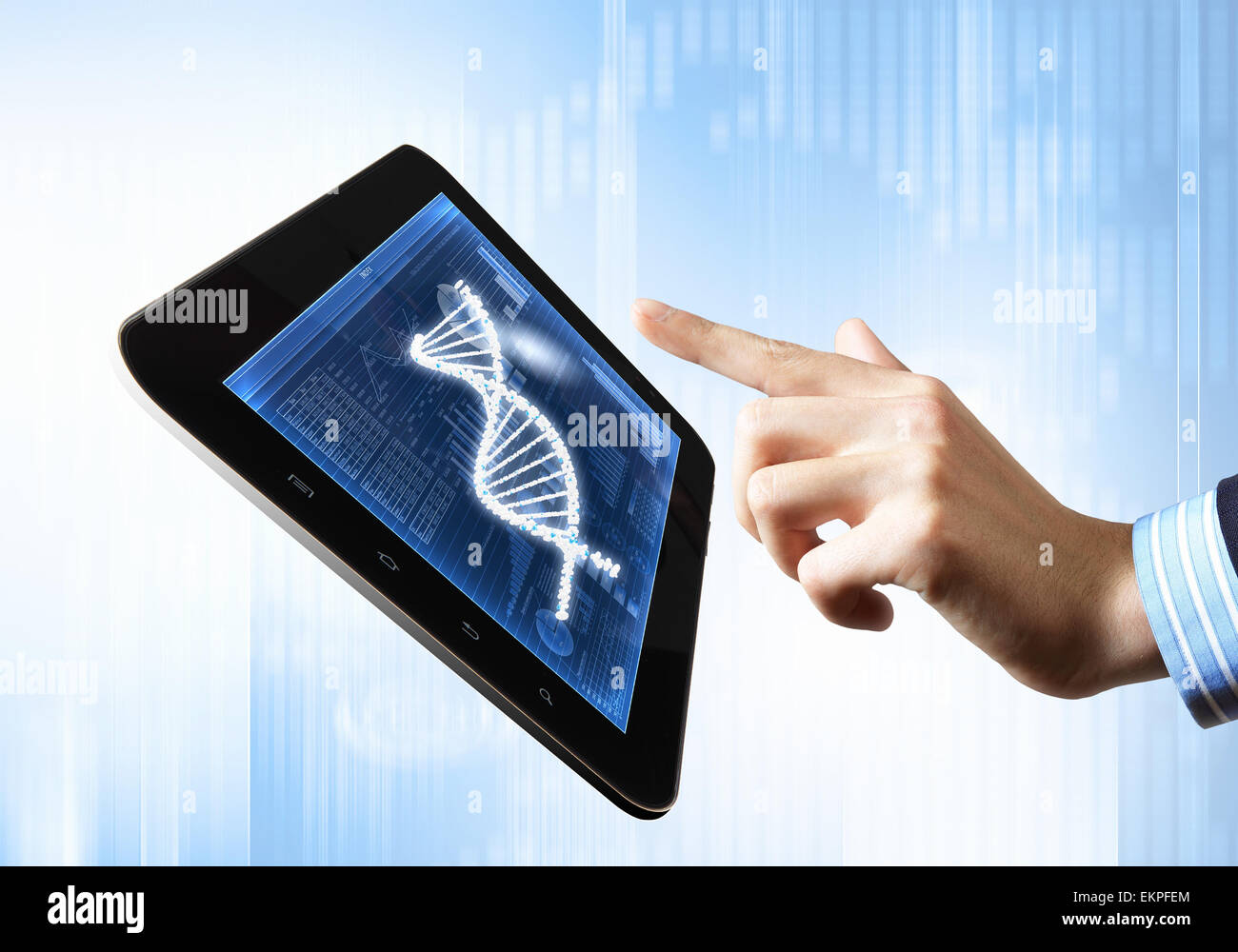 Dna strand On The Tablet Screen Stock Photo - Alamy