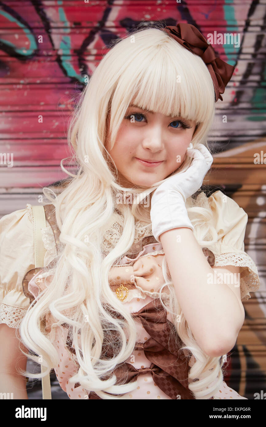 Portrait of Cosplay girl, Takeshita St, Harajuku, Tokyo, Japan Stock Photo
