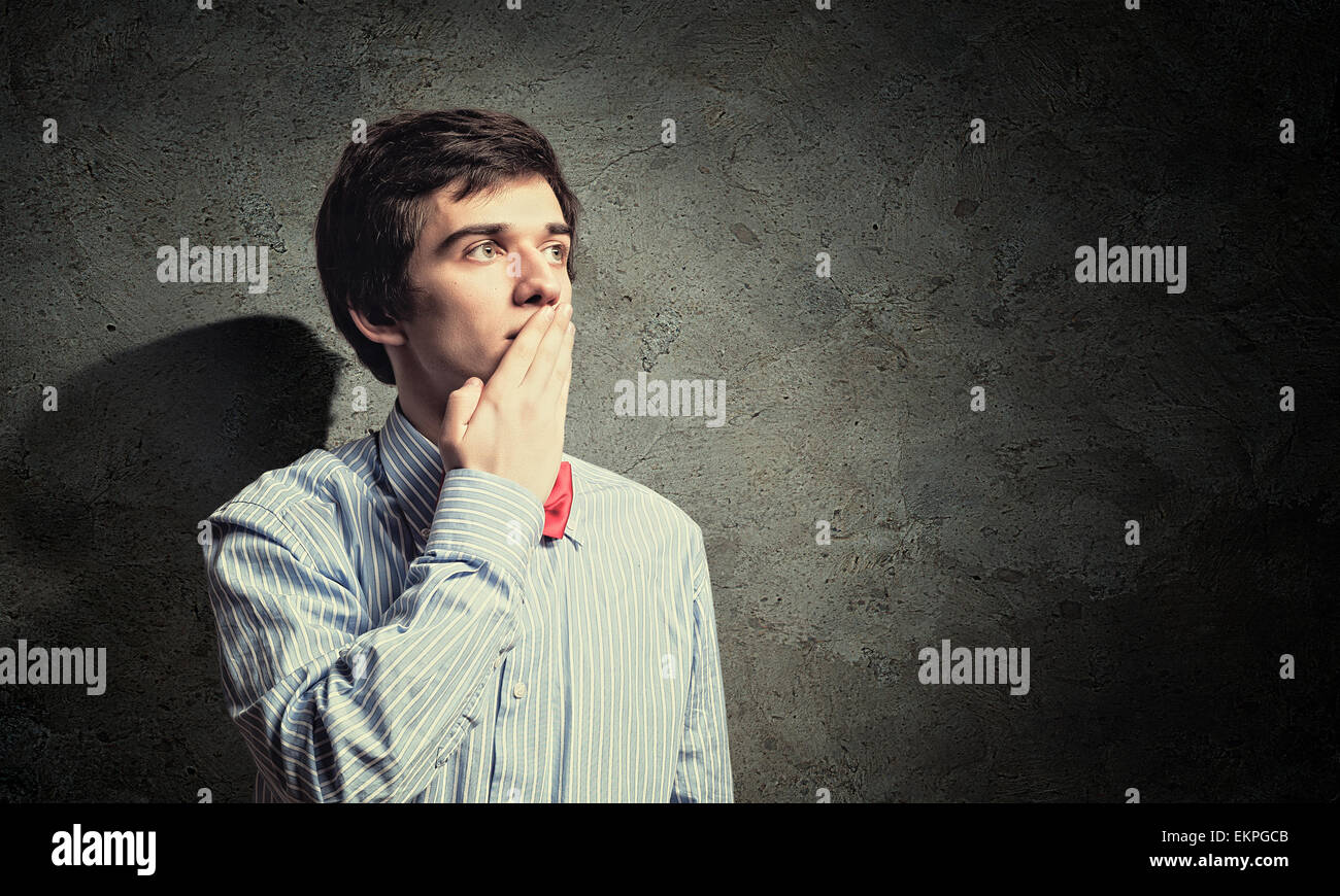 Handsome speechless businessman Stock Photo