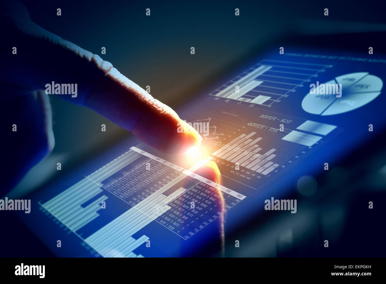 Closeup of finger touching tablet-pc screen Stock Photo - Alamy
