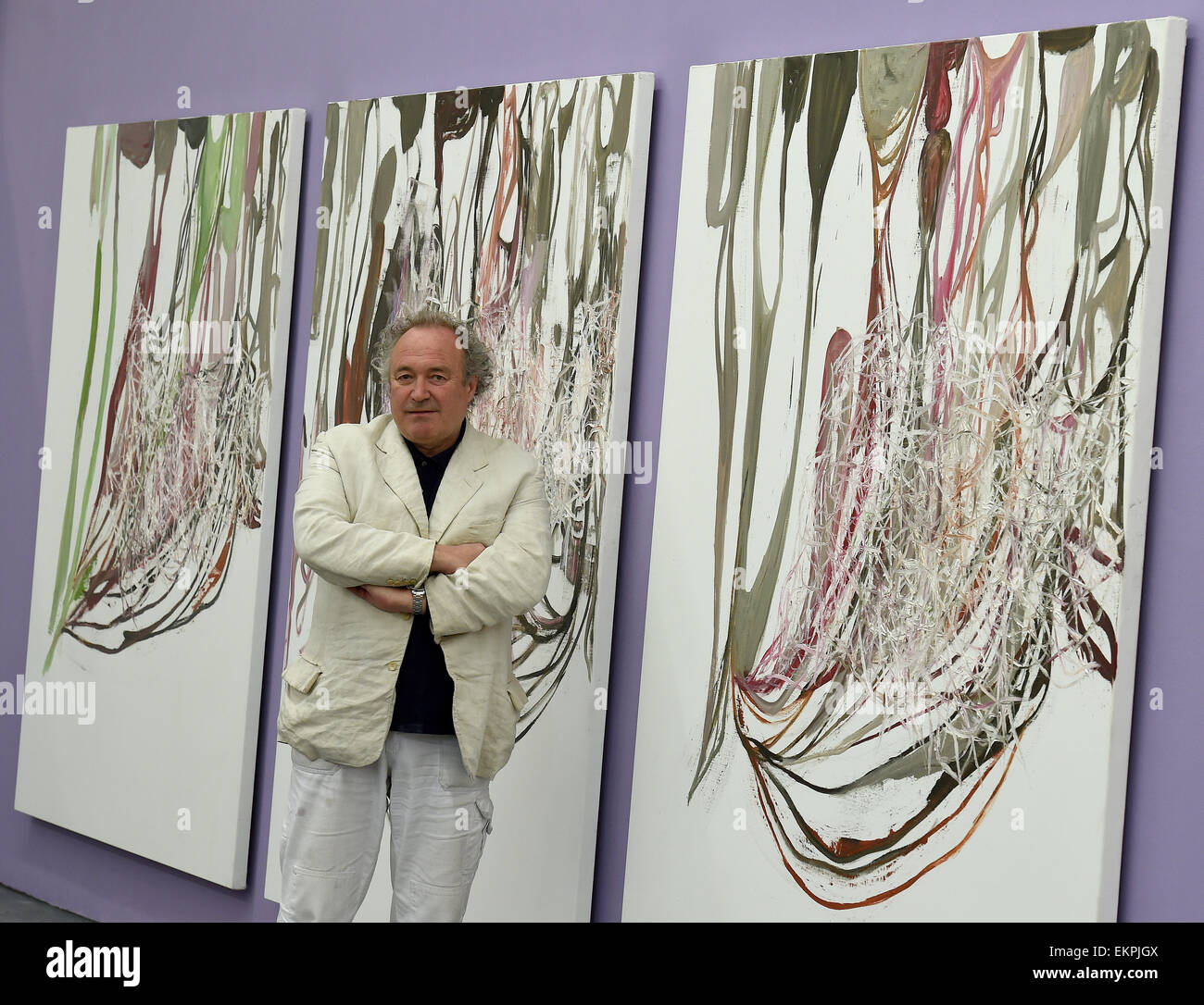 Braunschweig, Germany. 13th Apr, 2015. Norwegian artist Olav Christopher Jenssen poses in front ...