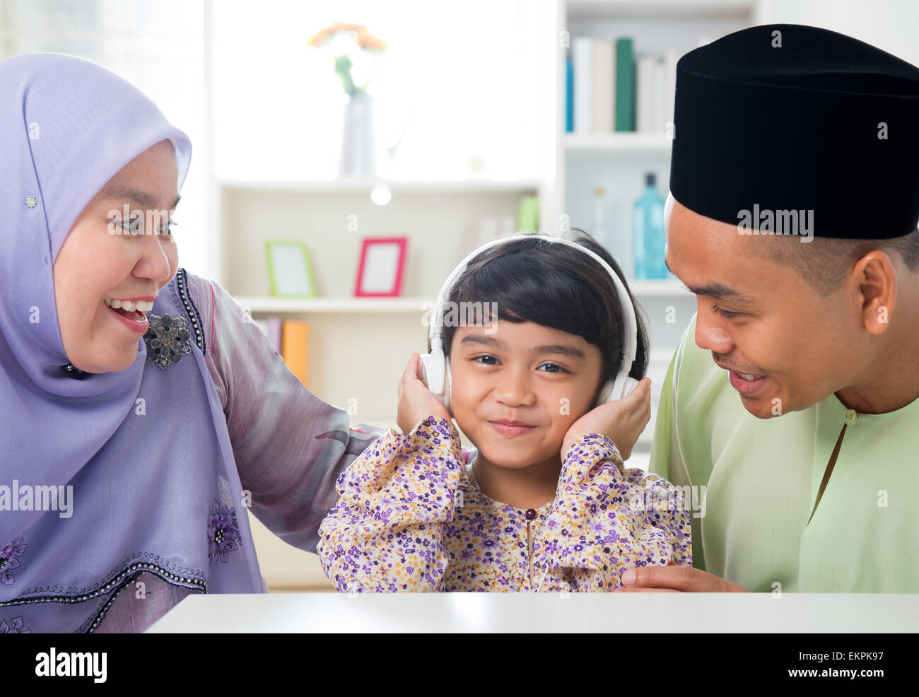 Muslim girl listening to music Stock Photo Alamy