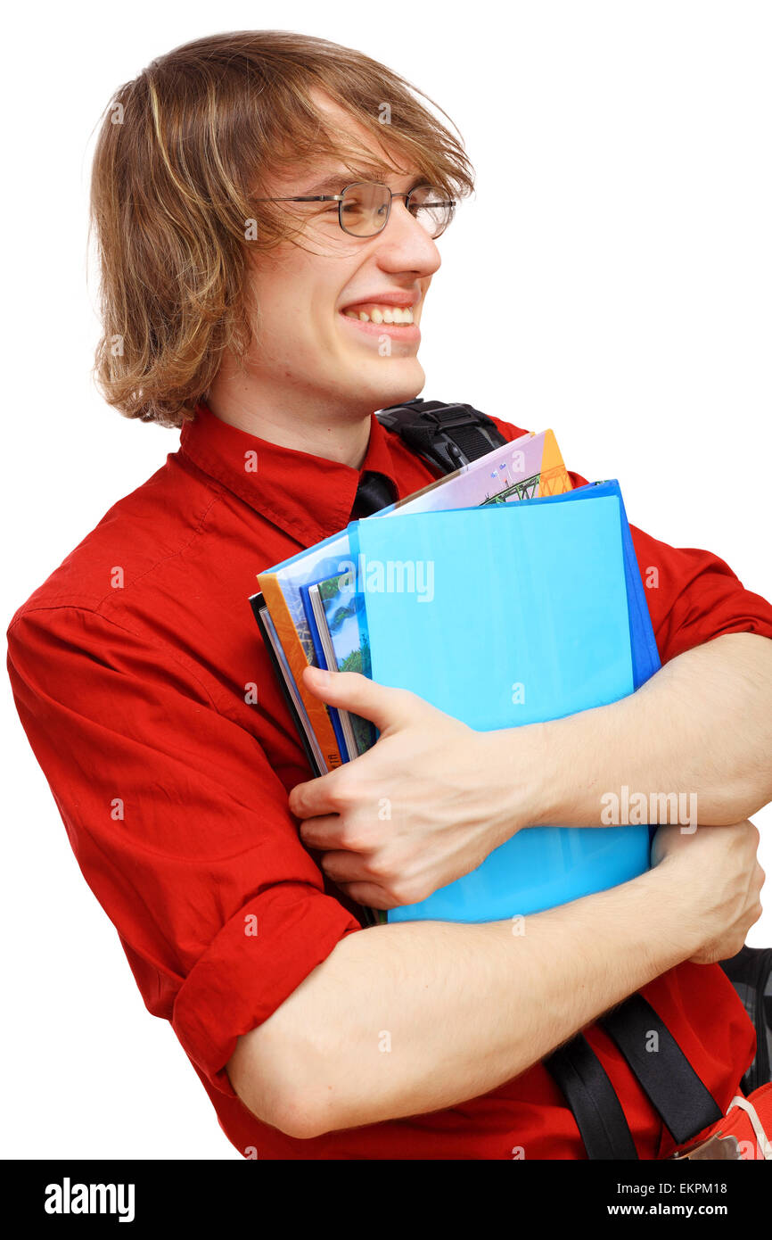 Happy student with books Stock Photo - Alamy