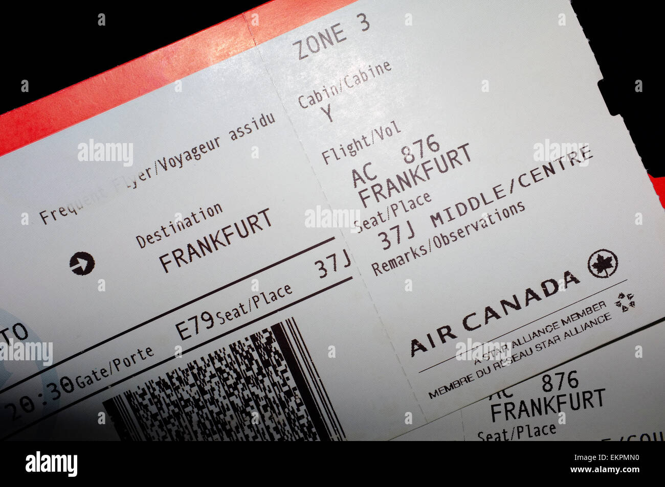 Air canada tickets hires stock photography and images Alamy
