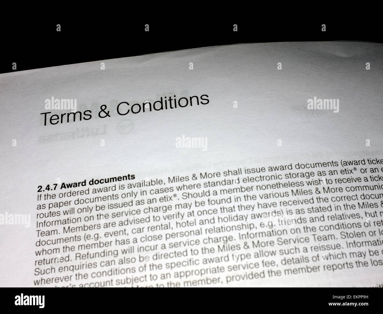Fine print underneath the Terms &amp; Conditions section on a document 