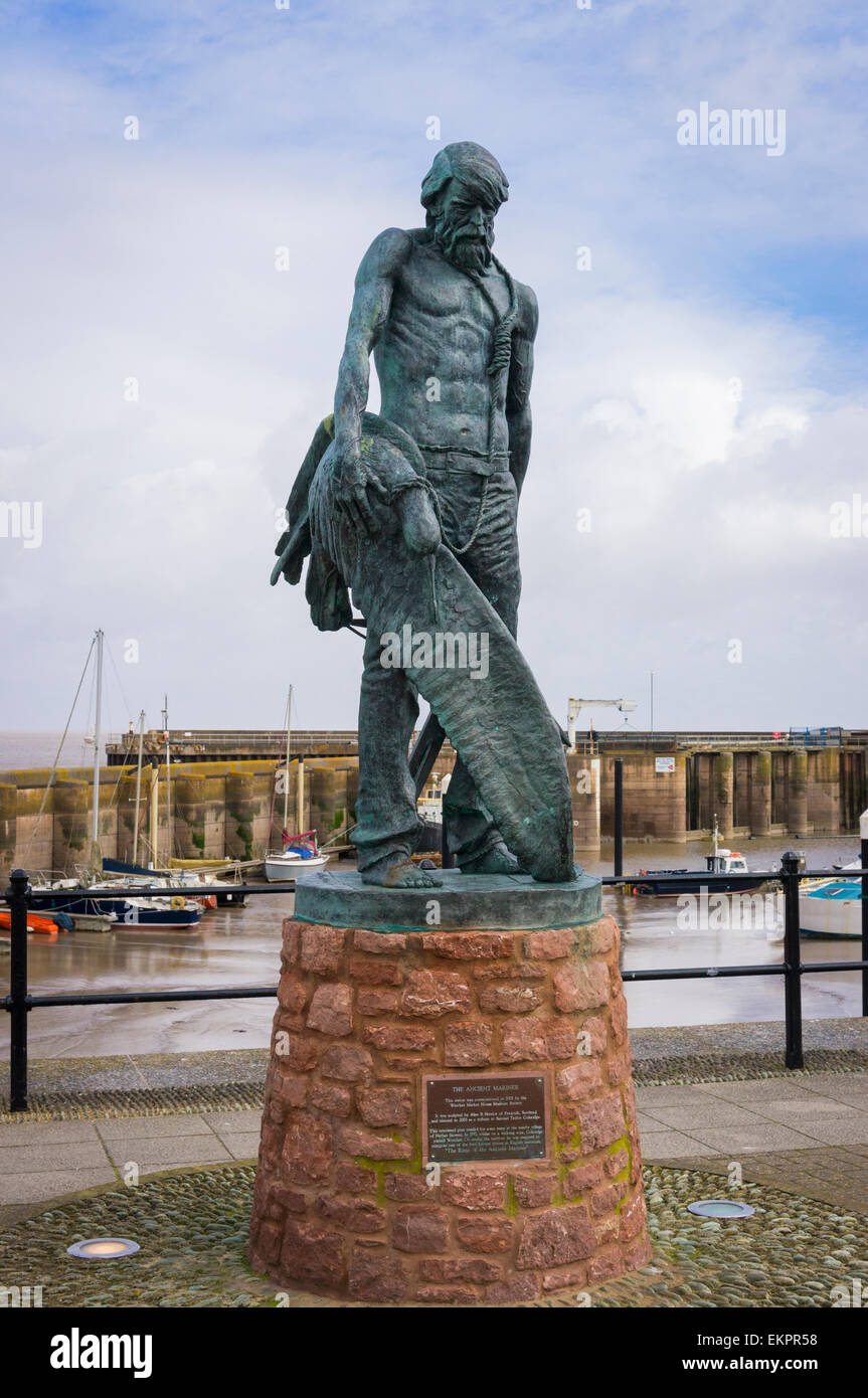 Ancient Mariner statue at Watchet Harbour, Somerset, England, UK Stock Photo