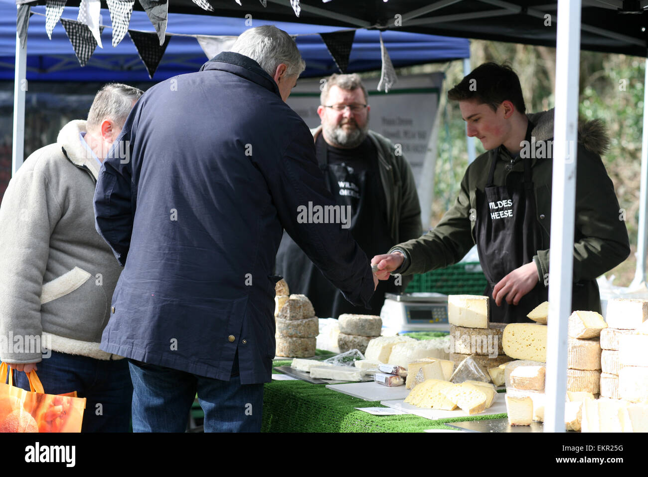 Speciality cheese stall at Farmers Market Stock Photo Alamy