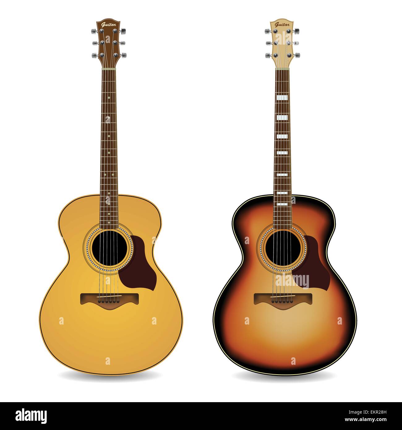 Acoustic guitars isolated on  white background. Vector illustration Stock Vector