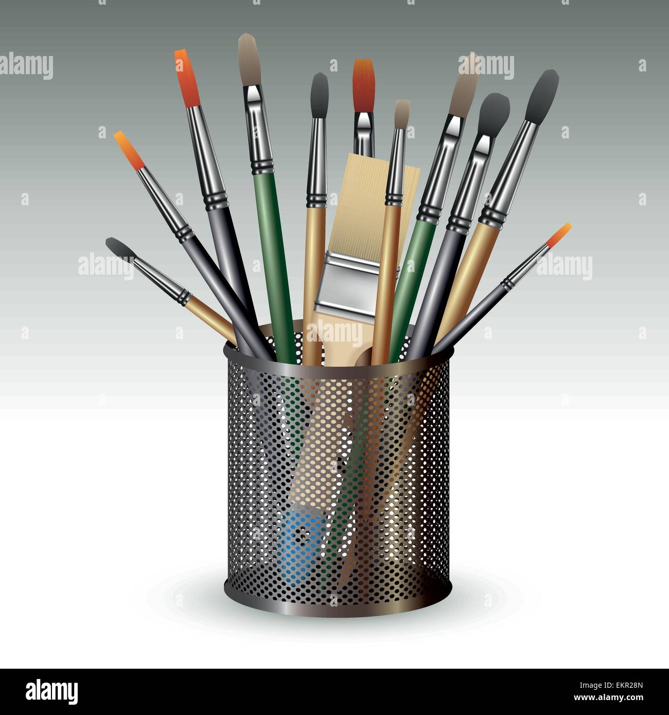 Paint brushes in cup supplies isolated design Vector Image