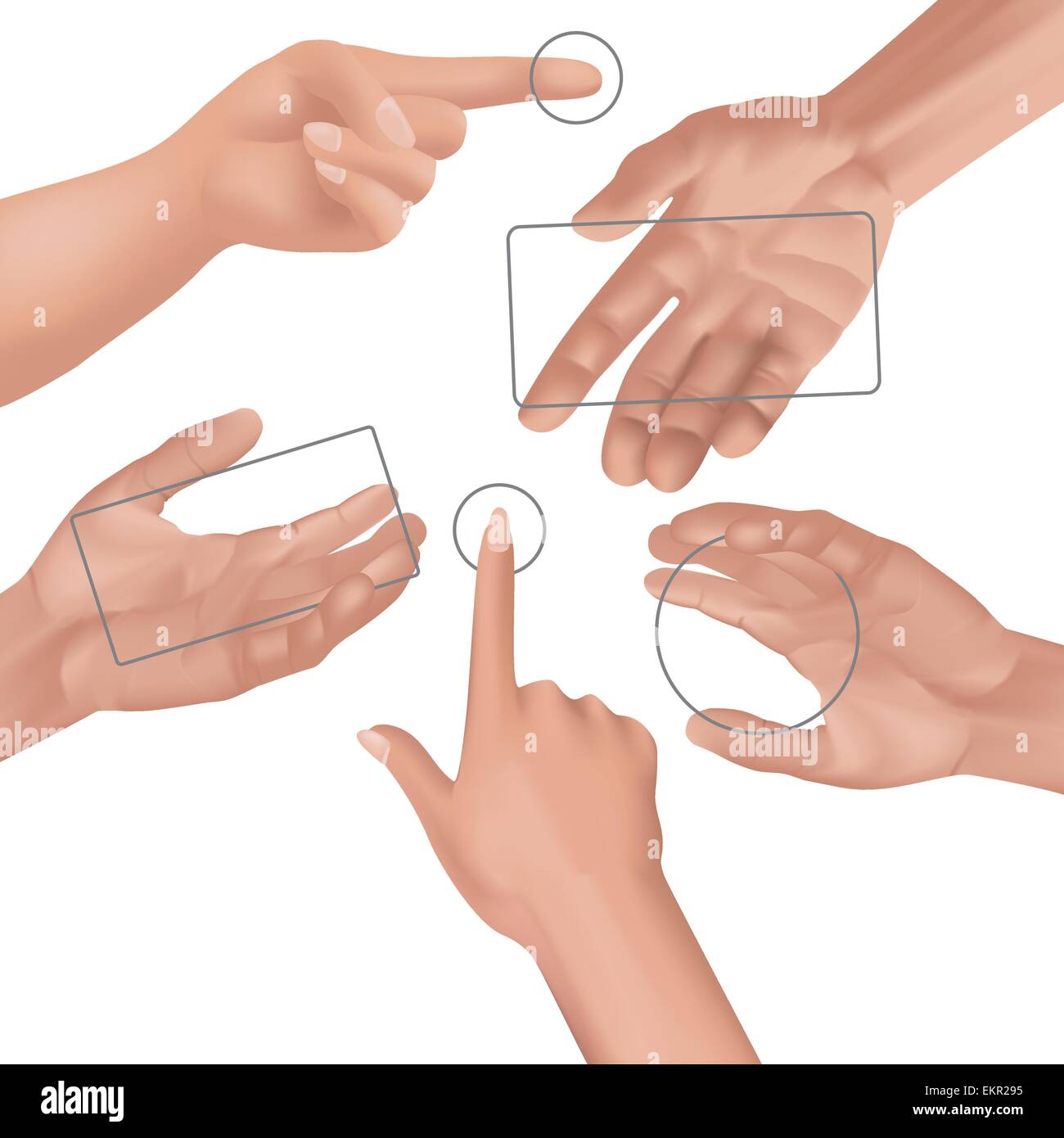 Human hands collection. Different hands, gestures. Vector illustration Stock Vector
