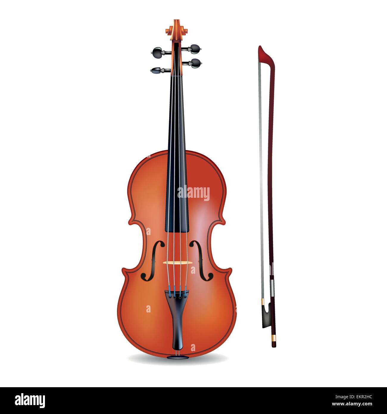 Violin and bow isolated on  white background. Vector illustration Stock Vector