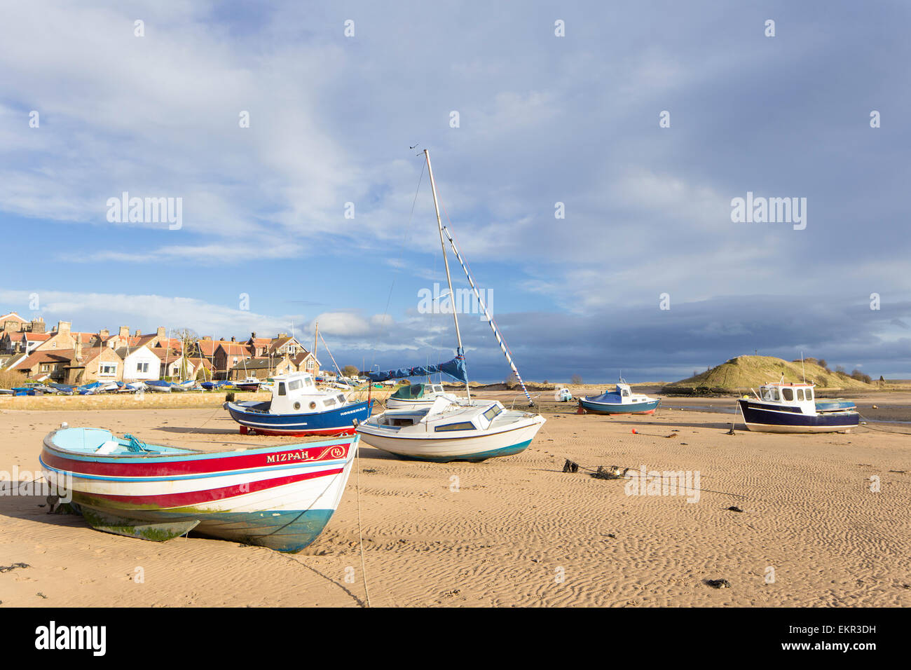 Sailing boats in Alnmouth harbour, Northumberland, England, UK Stock Photo