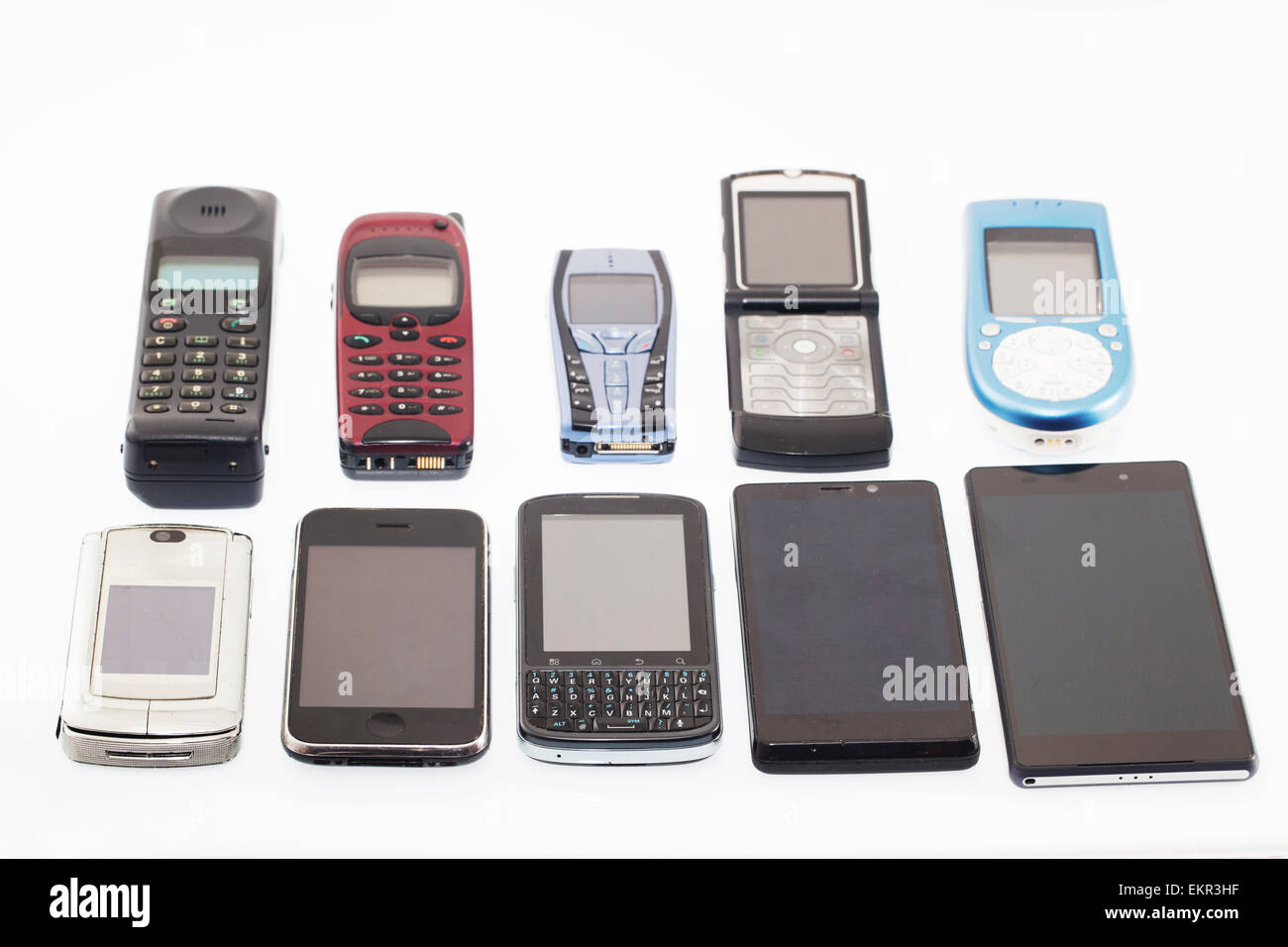 Old and new Mobile phones, smart phone Stock Photo