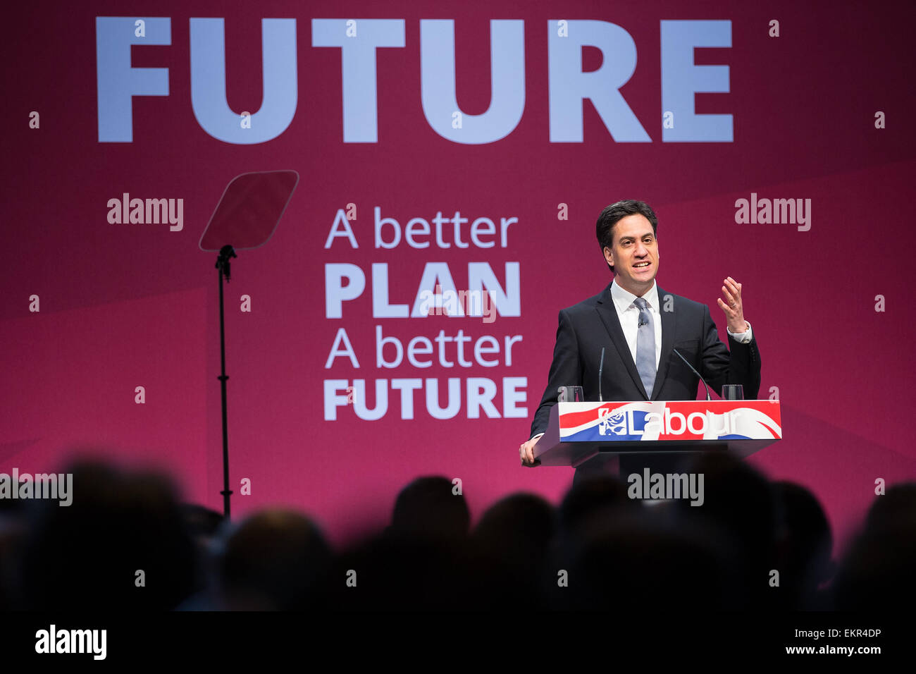 Manchester, UK. 13th April, 2015. Labour Party leader ED MILIBAND launches the Labour Party manifesto ahead of the General Election at the Old Granada Studios in Manchester , UK . Credit:  Joel Goodman/Alamy Live News Stock Photo