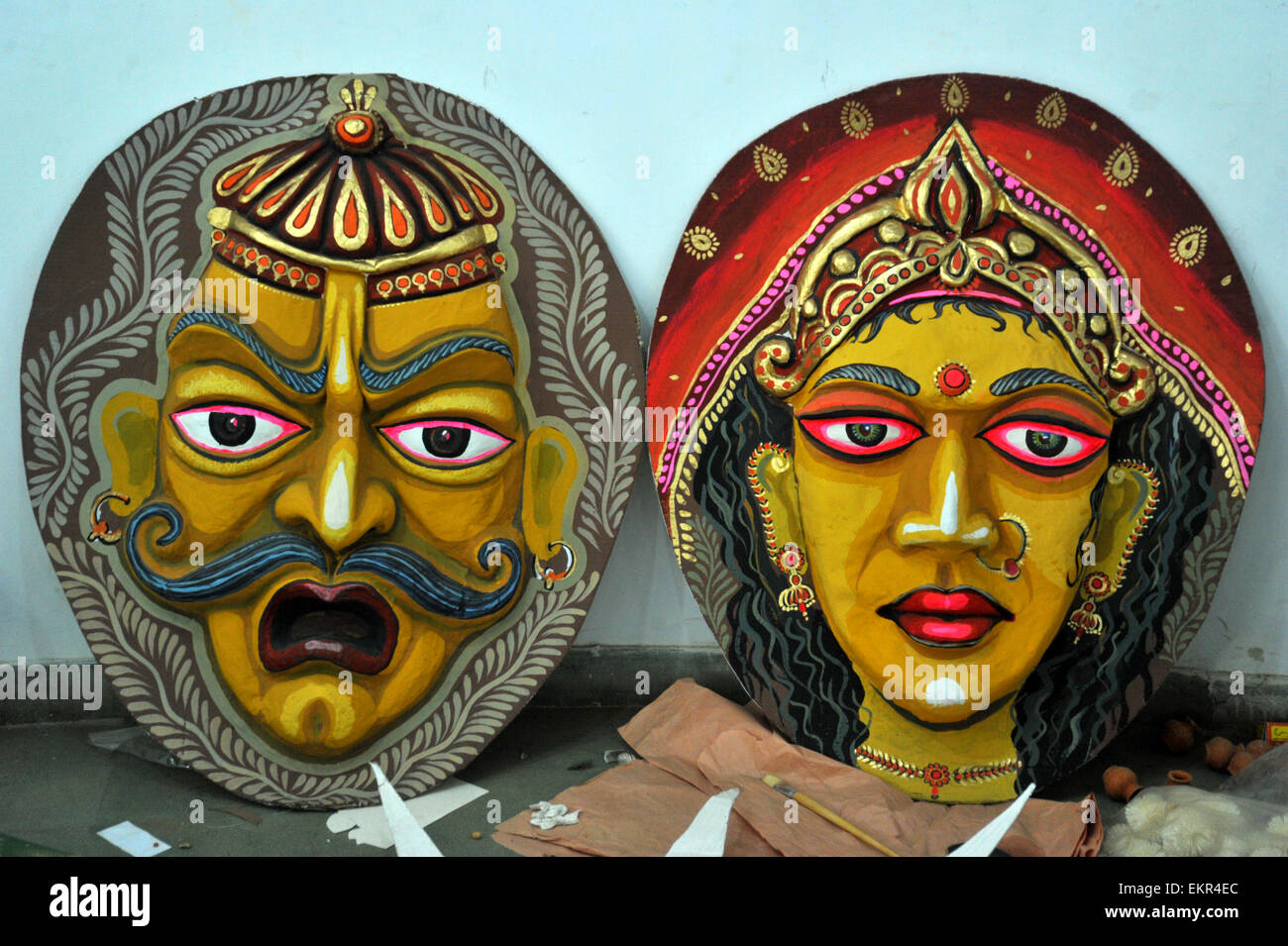 Students busy to create mask design as part of the Bengali New Year