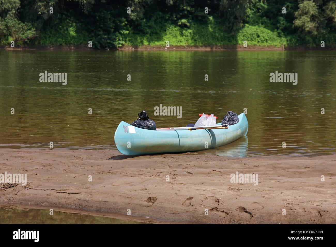 Canoe on the River Stock Photo