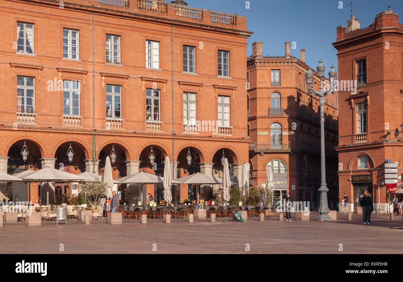 A corner of the Place du Capitole, Toulouse, Haute-Garonne, Midi-Pyrenees, France. Stock Photo