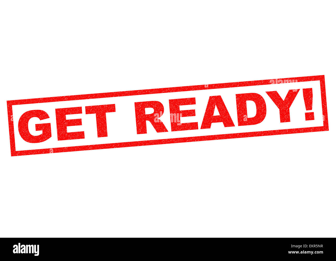 GET READY! red Rubber Stamp over a white background. Stock Photo