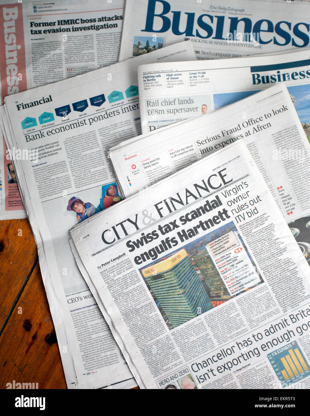 Business pages of UK national newspapers, London Stock Photo Alamy