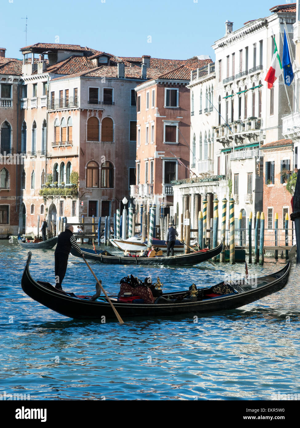 Venetian Gondola in Canal Grande in Venice Stock Photo
