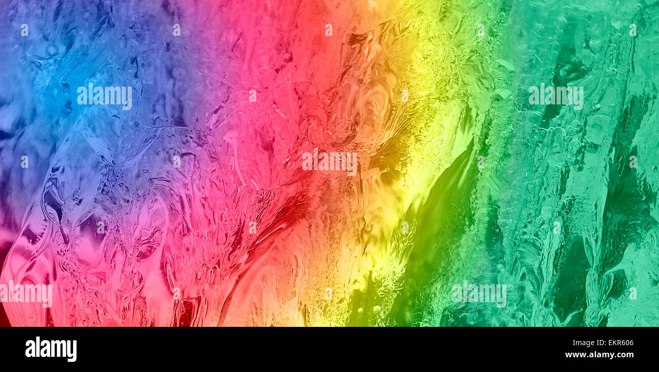 Gradient spectrum rainbow on ice surface. Stock Photo