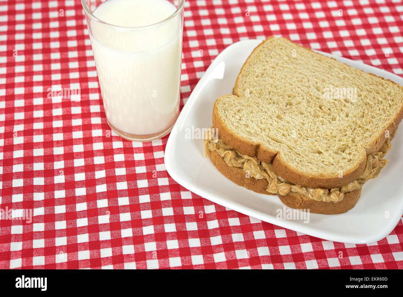 Peanut Butter And Jelly Sandwich With Milk