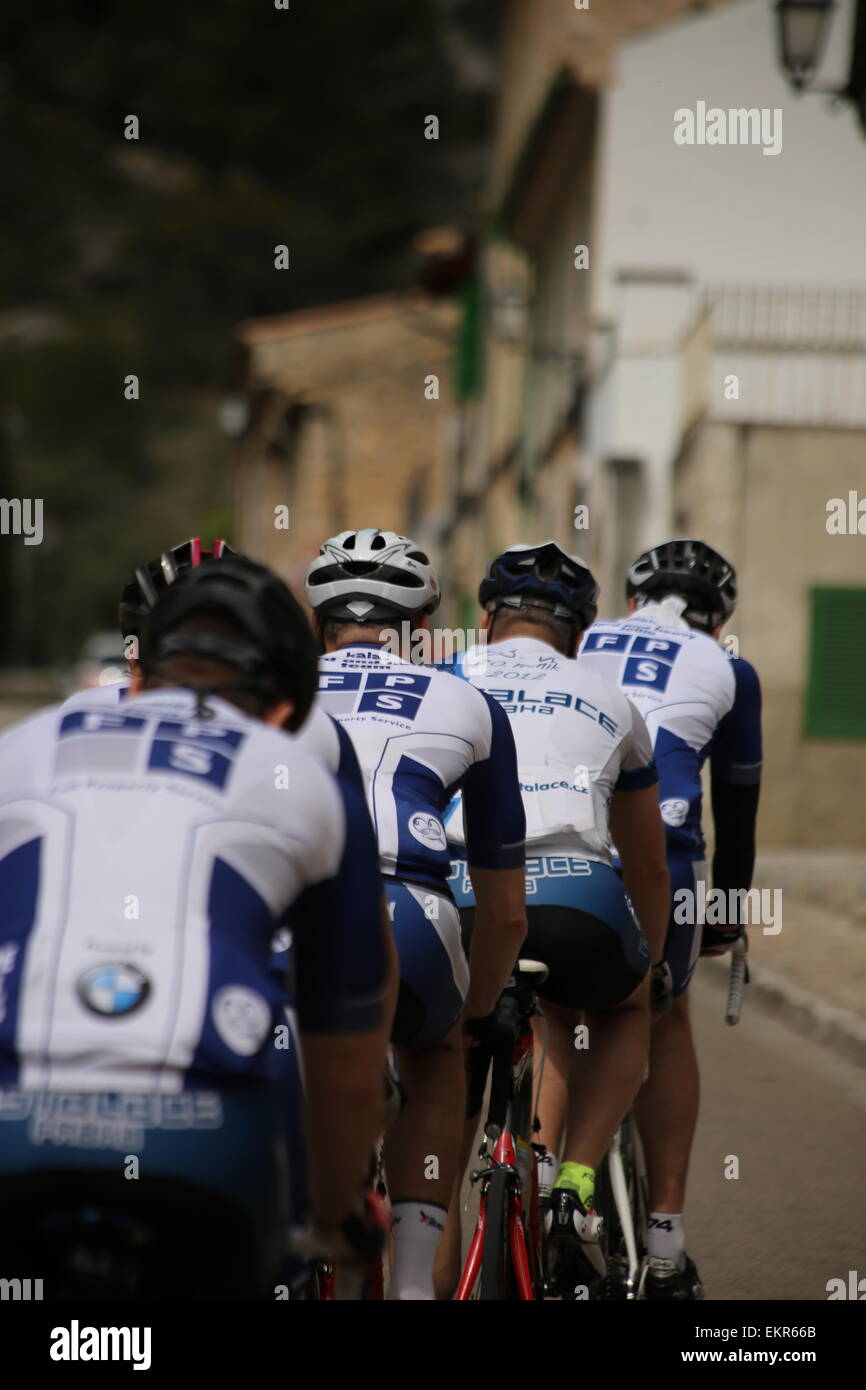 Cyclists in mallorca tour de mallorca cycling team bmw Stock Photo