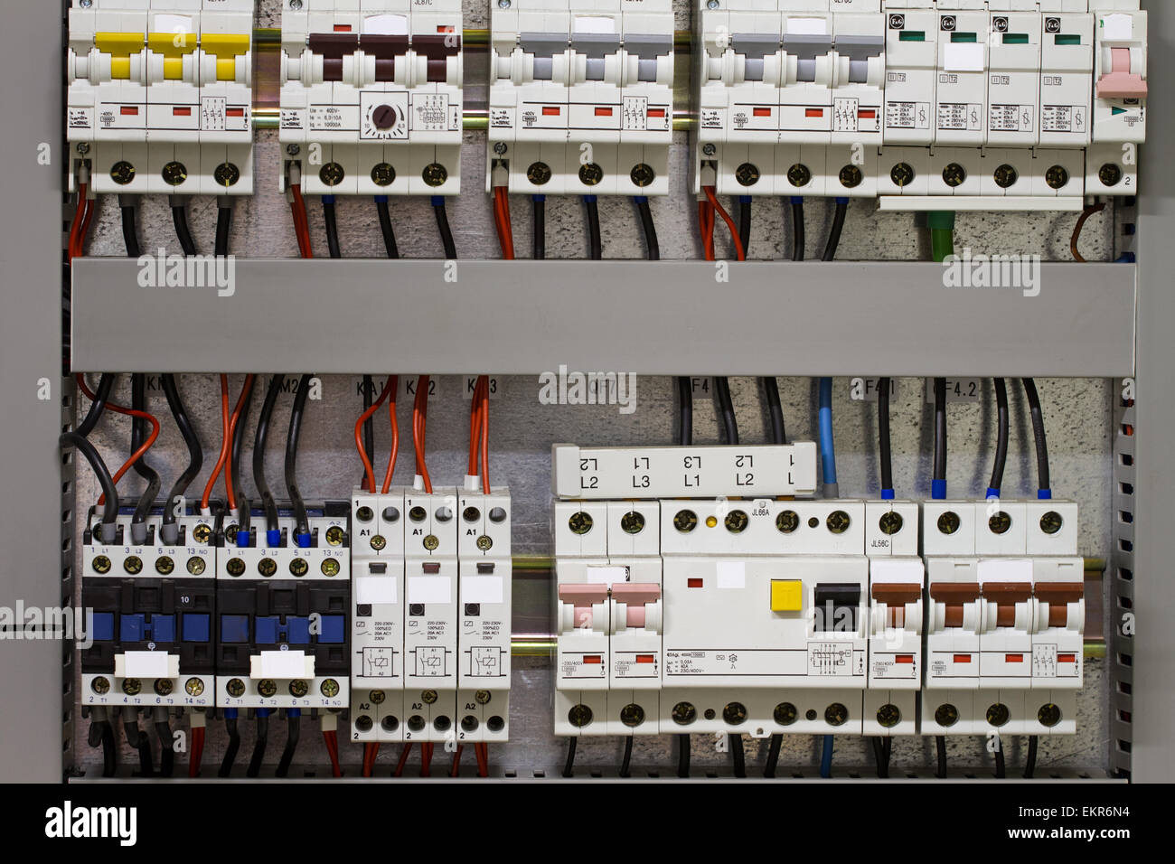 Control panel with static energy meters and circuitbreakers fuse