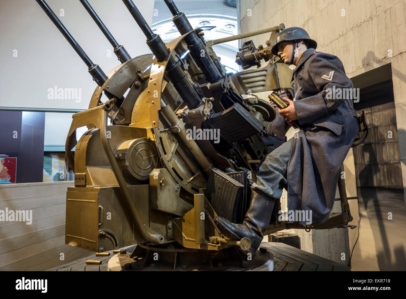 German WWII 20mm Flak 38 / Flakvierling anti-aircraft gun, Royal Museum of the Army and of Military History in Brussels, Belgium Stock Photo